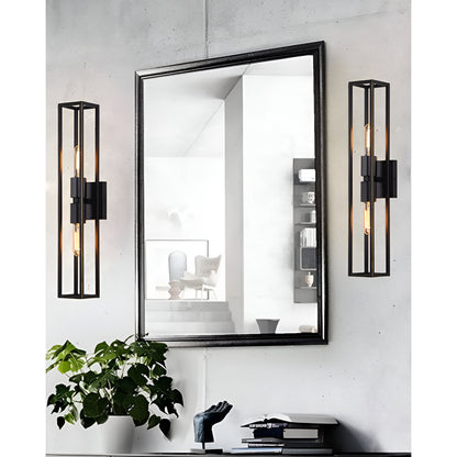 Black Wall Sconce • Modern Wall Sconce, Double Sided • Matte Futuristic Steel