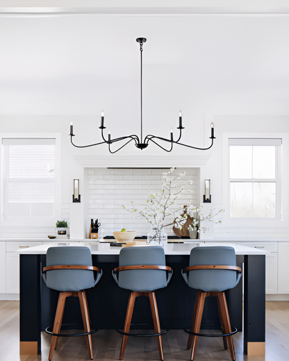 Traditional / Classic Gold or Black Chandelier with Candle-Style Lighting