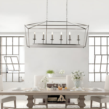 Minimalist Linear Rectangle Chandelier/Lantern for Kitchen Island