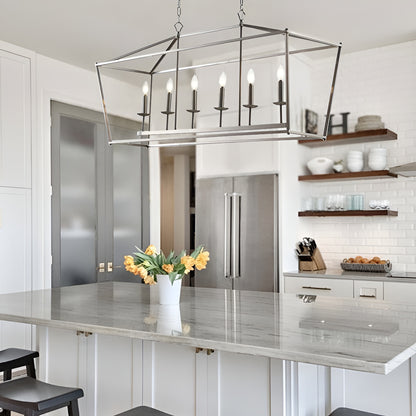 Minimalist Linear Rectangle Chandelier/Lantern for Kitchen Island