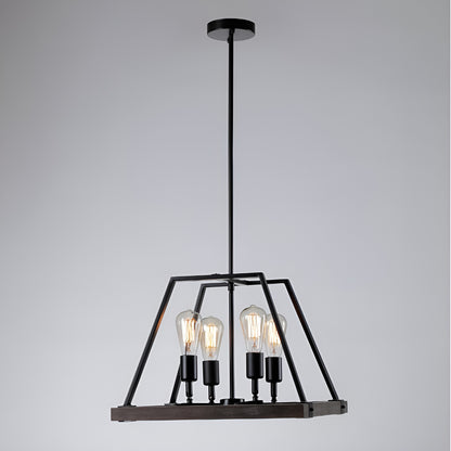 Minimalist Industrial Pendant Light with Wood Frame