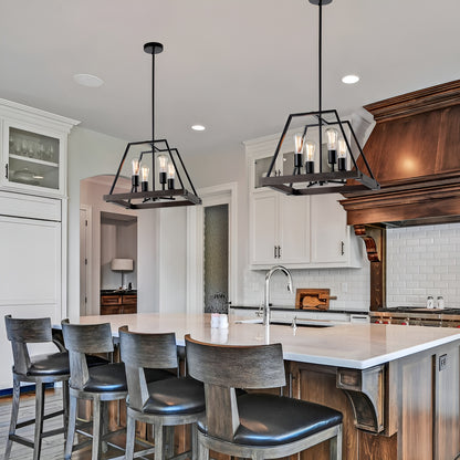 Minimalist Industrial Pendant Light with Wood Frame
