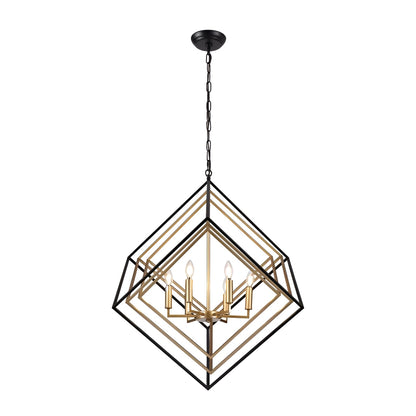 Modern Geometric Cube Chandelier (Gold)