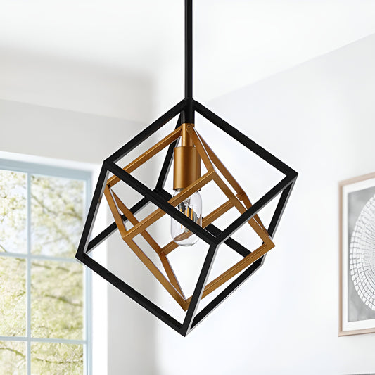 Sci-fi Cube Lantern, Geometric Square/Rectangle Pendant - Minimalist Light by DecoMust