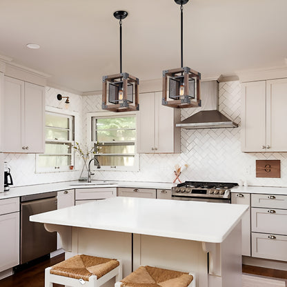 Medieval Ancient Style Pendant Chandelier, Farmhouse Light with Modern Wood (Rustic/Industrial Style)